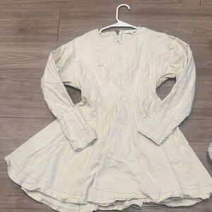 Cream Long Sleeve denim Dress